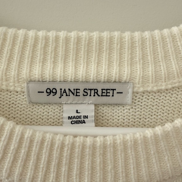 ✨ 99 Jane Street Embroidered Heart Sweater | Cream | Size L | Cozy Knit 🤍 NWOT - Picture 3 of 4